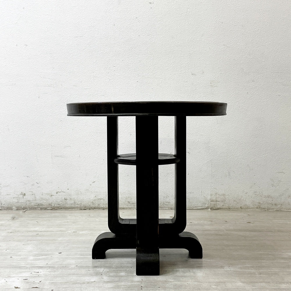ジャパンビンテージ Japan Vintage サイドテーブル ラウンドテーブル 丸卓 飾り台 ダークブラウン系 H59.5cm アールデコスタイル レトロ 古家具  ●