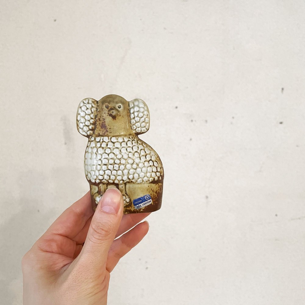 グスタフスベリ Gustavsberg ケンネル Kennel ツインプードル Tvilling Pudlar 左向き H6.5cm 陶製フィギュリン リサ・ラーソン スウェーデン 北欧ビンテージ ◎