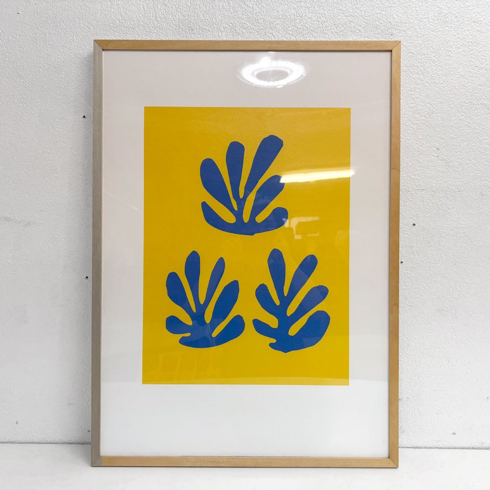 イデー IDEE アンリ マティス Henri Matisse  青いシートと黄色い背景 シルクスクリーン アートポスター W72×H52cm 額装品 ●