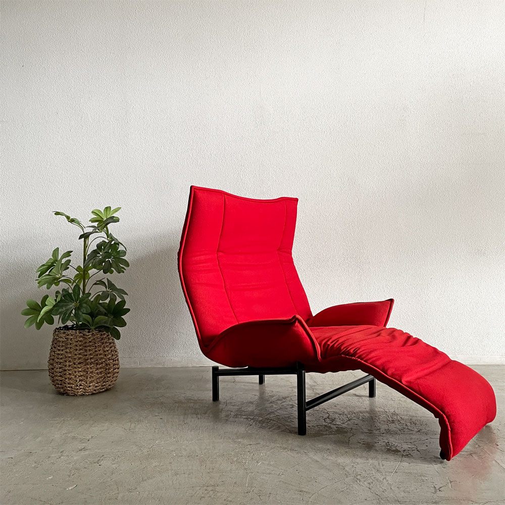 カッシーナイクスシー Cassina ixc. ヴェランダ VERANDA 1人掛けソファ ラウンジチェア リクライニング ファブリック レッド系 ヴィコ・マジストレッティ 廃番 〓