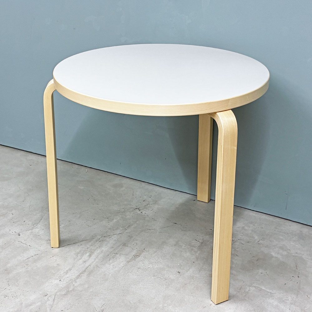 アルテック artek テーブル TABLE 90B ダイニングテーブル リノリウム天板 ペールグレー haluta別注カラー Φ75cm アルヴァ・アアルト ◎