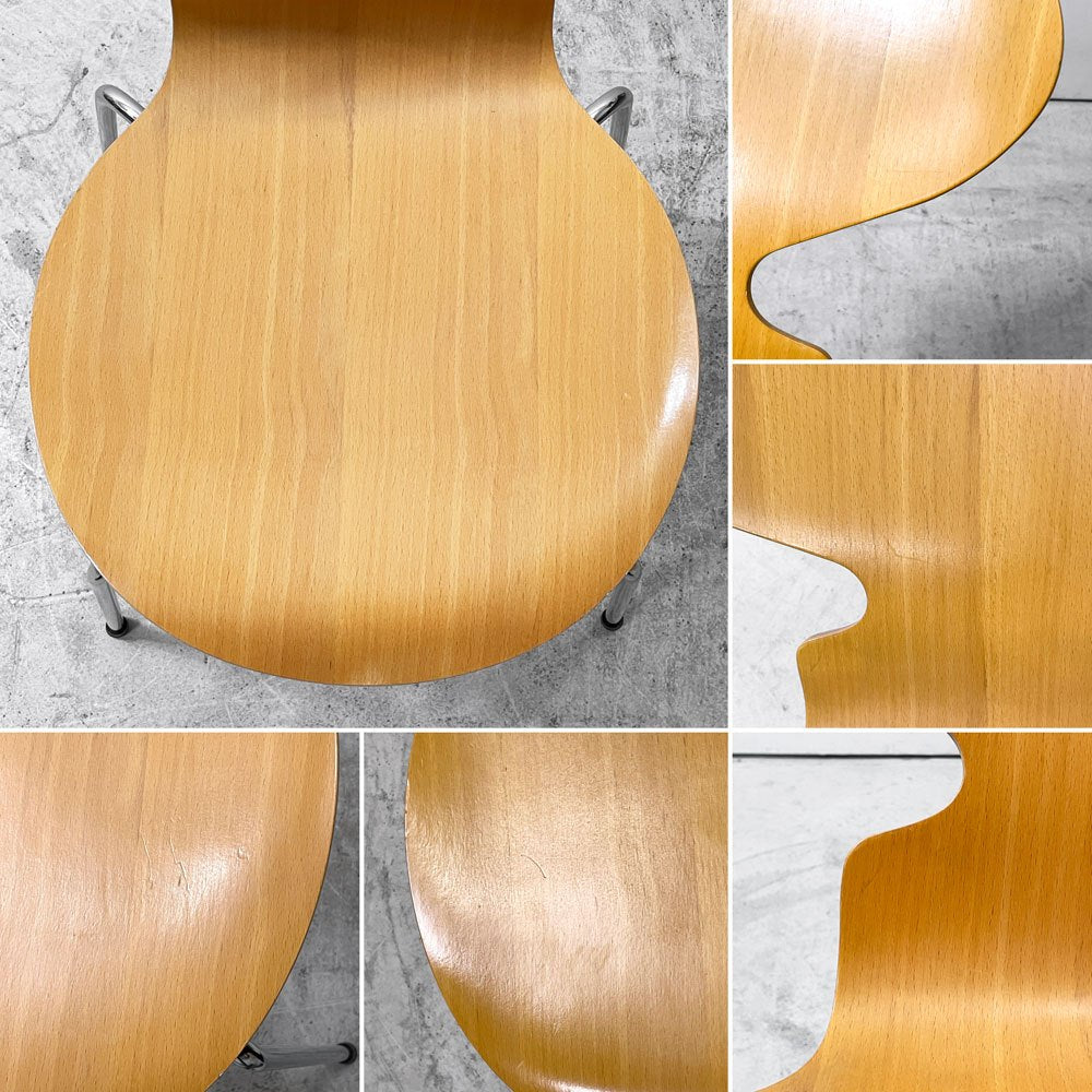 フリッツハンセン Fritz Hansen アントチェア 4本脚 ナチュラルビーチ ラッカー アルネ・ヤコブセン 北欧家具 C ●
