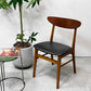 北欧ビンテージ Scandinavian Vintage チーク材 ダイニングチェア プライウッド 背もたれ ブラック PVCレザー 北欧家具 ●