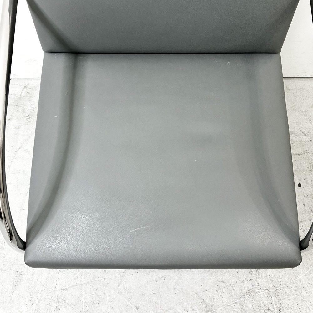 ノル ノール Knoll ブルーノ brno アームチェア チューブラー 合皮レザー グレー系カラー ミースファンデルローエ カンチレバー ●