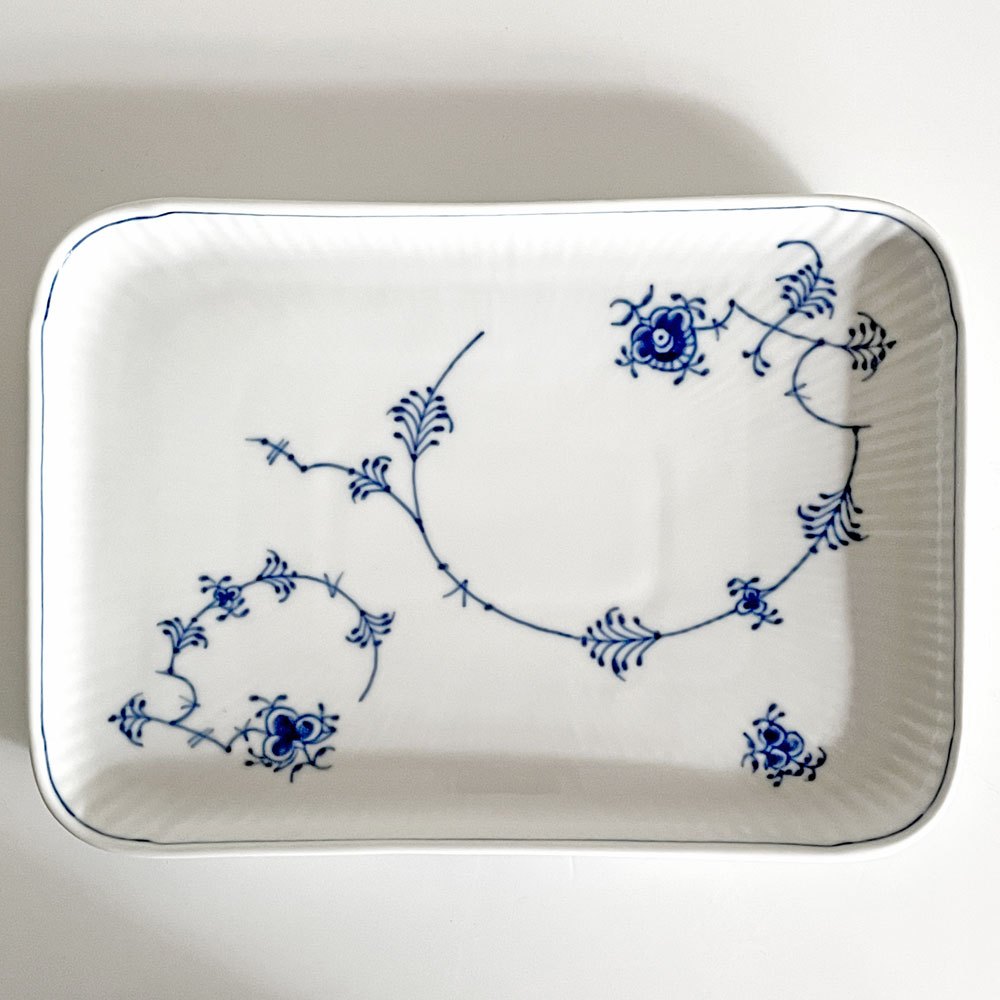 ロイヤルコペンハーゲン ROYAL COPENHAGEN ブルーフルーテッド Blue Fluted ジャパニーズ Japanese スクエアプレート 平皿 角皿 w22cm デンマーク製 北欧 廃番 A ■