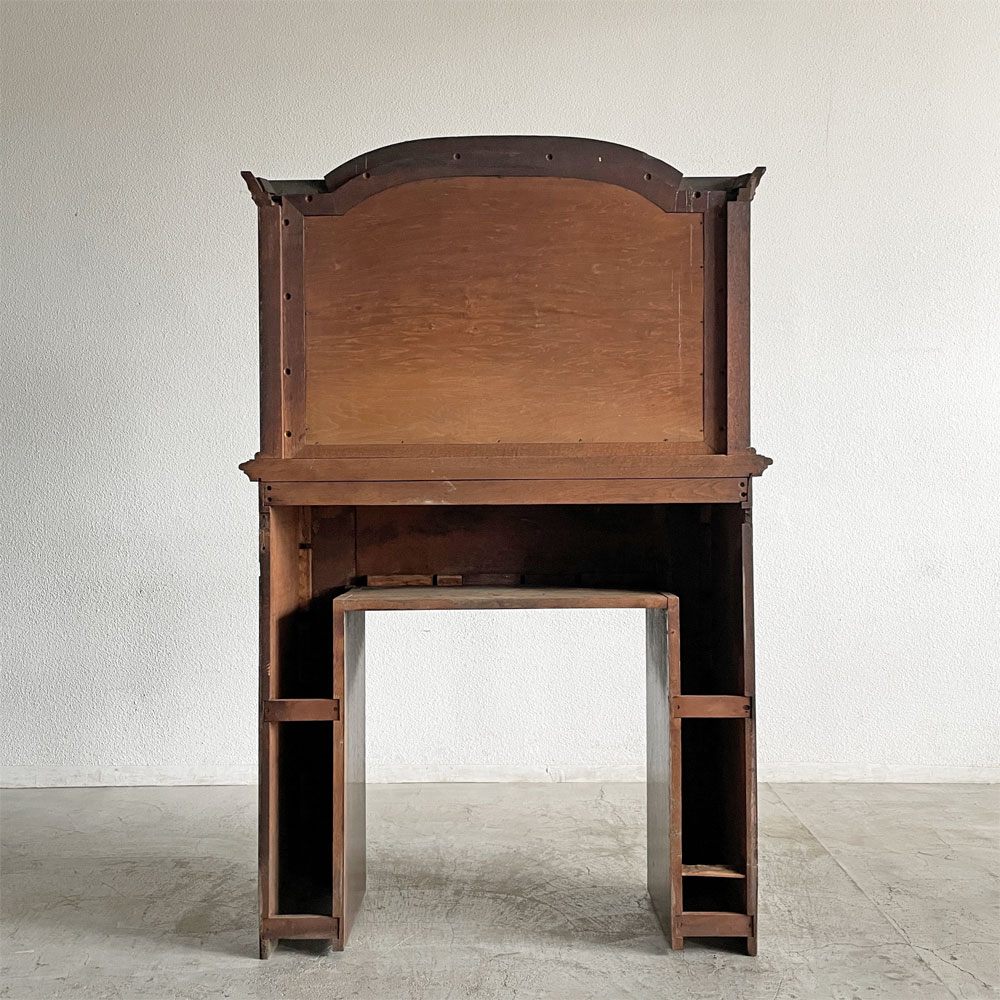 UKビンテージ Vintage ミラーバック マントルピース 暖炉枠 コンソールデスク オーク材 W116cm 英国家具 〓