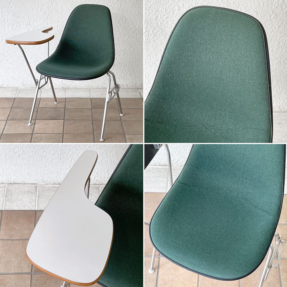 ハーマンミラー Herman Miller サイドシェルチェア セカンド 2nd ビンテージ アプホルスター スクールベース 肘掛けテーブル付 イームズ ミッドセンチュリー A ◇