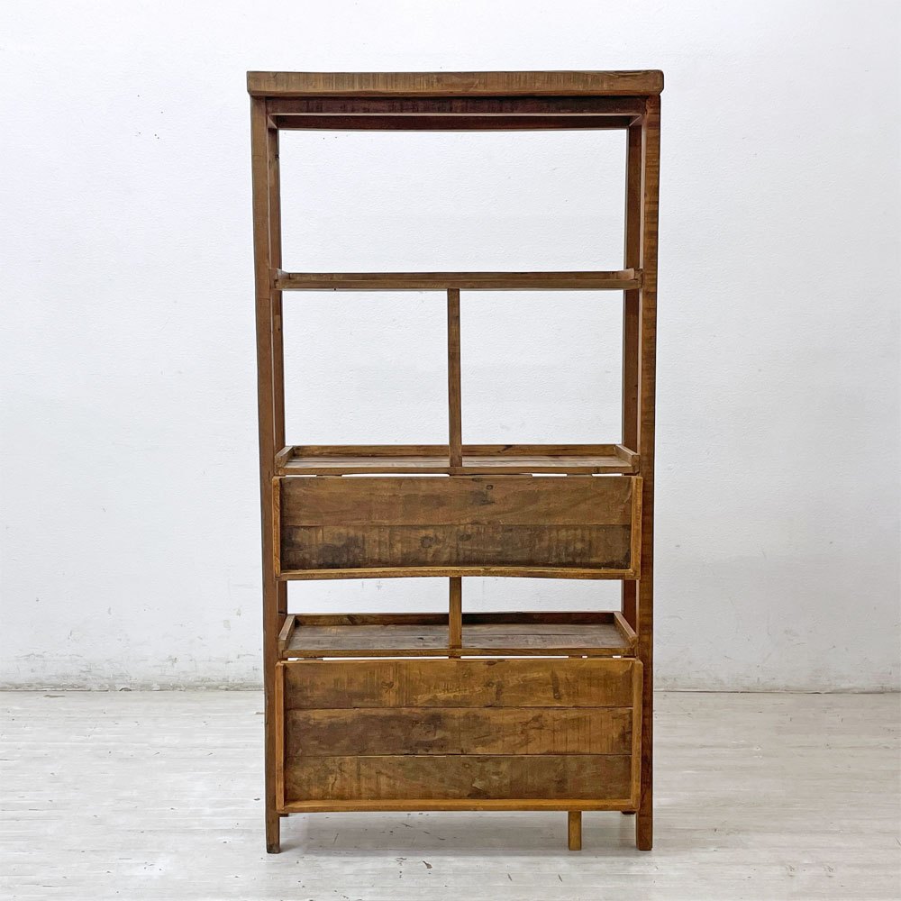 ビンテージスタイル Vintage style 古材風 シェルフ ラック 折り畳み式棚板  アジアンスタイル ●