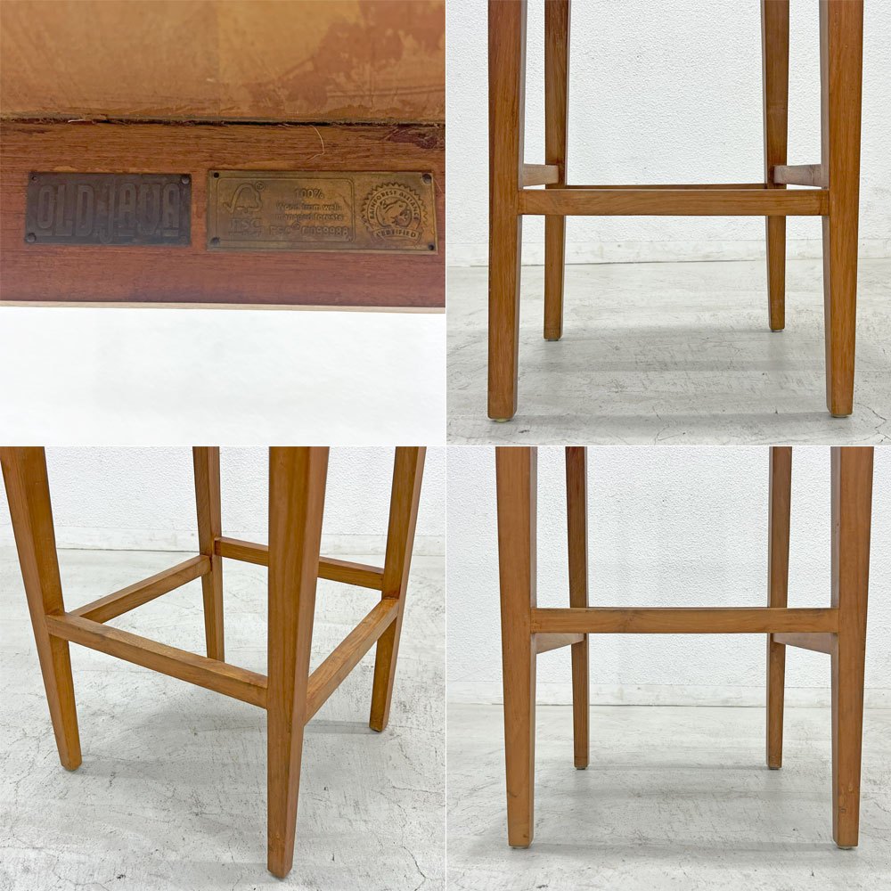 チーク 無垢材 teak wood ハイチェア カウンターチェア OLD JAVA アジアン スタイル B 〓