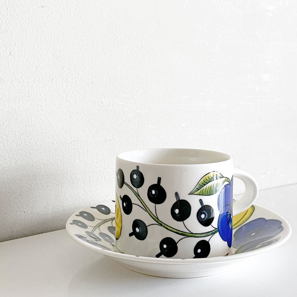 アラビア ARABIA パラティッシ PARATIISI ティーカップ&ソーサー ブルー&イエロー ビルガー・カイピアイネン Birger Kaipiainen フィンランド 北欧食器 A ■