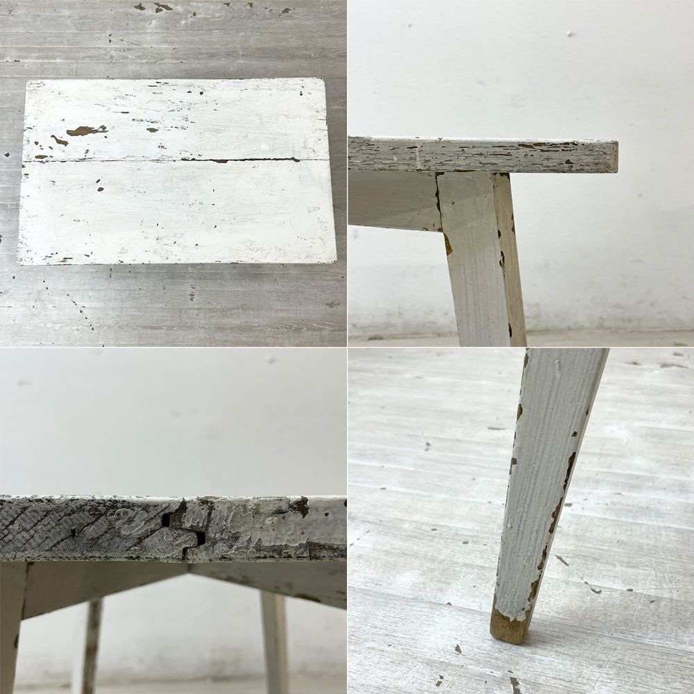 ビンテージ vintage ホワイトペインテッド スモールテーブル サイドテーブル シャビーシック W58cm ホワイト ●