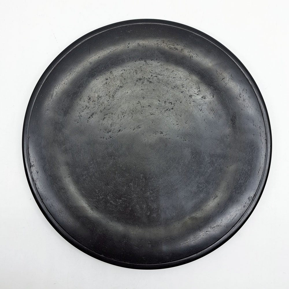 杉田明彦 リム皿 小 木製プレート Φ22cm 欅 漆器 黒 現代作家 B ●