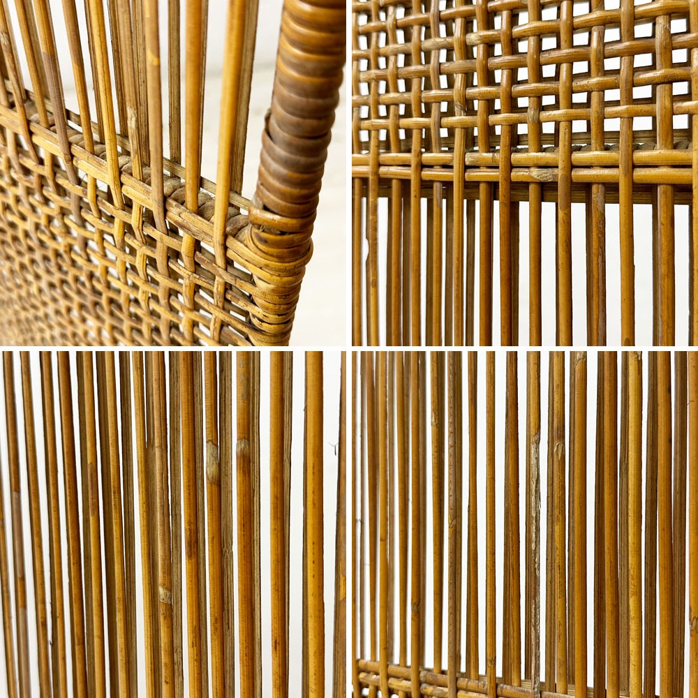 ジャパンビンテージ Japan Vintage アイアン × ラタン パーテーション 衝立 間仕切り H129cm ジャパニーズモダンデザイン B ●