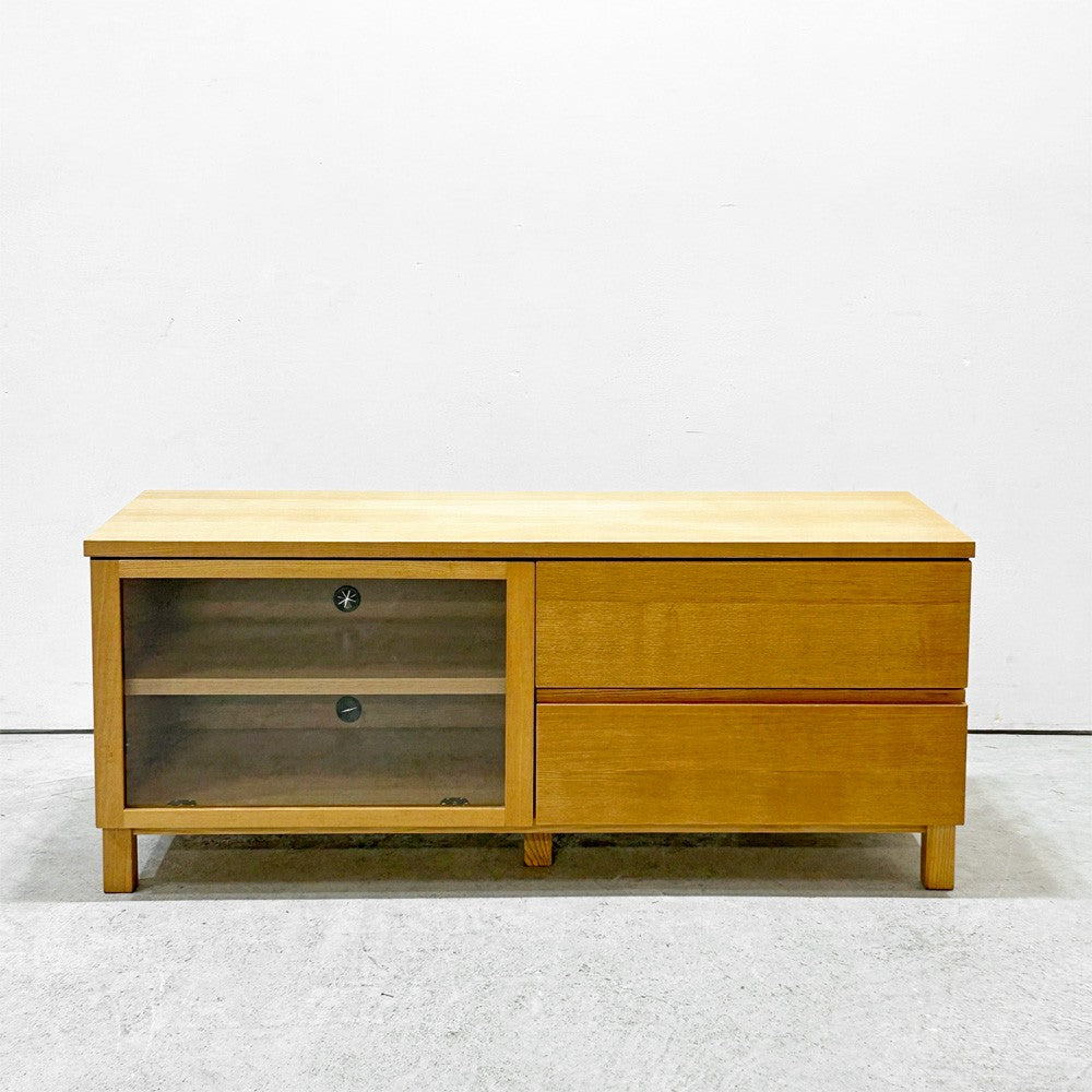 無印良品 MUJI AVボード AVラック 引出し付 オーク材 W110cm ナチュラル シンプル 廃番 ●