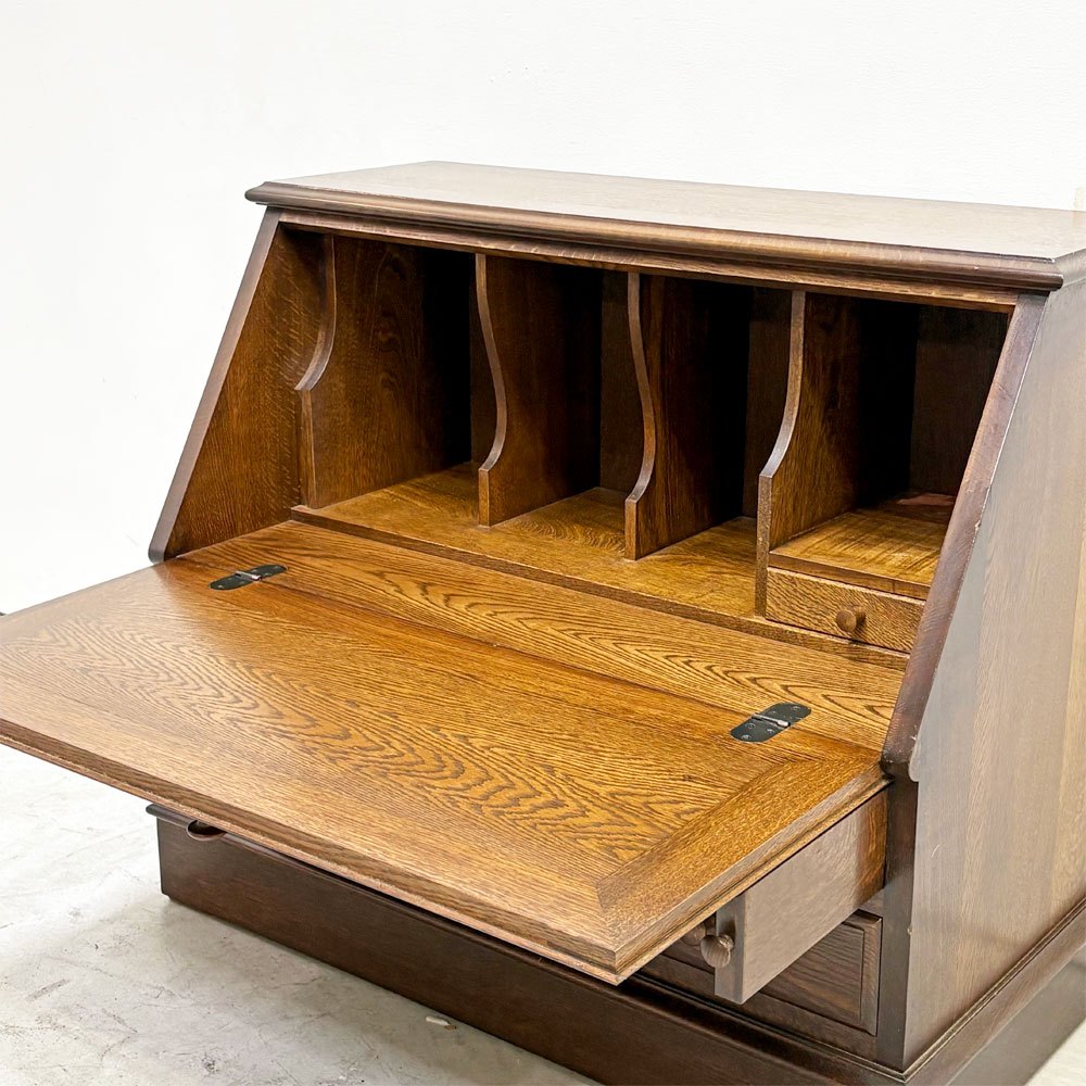 ノックオンウッド Knock on wood ライティングビューロー デスク チェスト 座机 オーク無垢材 戸山家具 横浜クラシック家具 ●