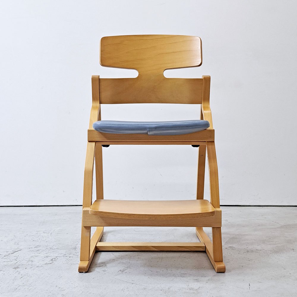 豊橋木工 TOYOMOKU アップライトチェア UPRIGHT CHAIR ナチュラル × アクアブルー 交換用座面カバー付き PVC ベビーチェア キッズチェア ●