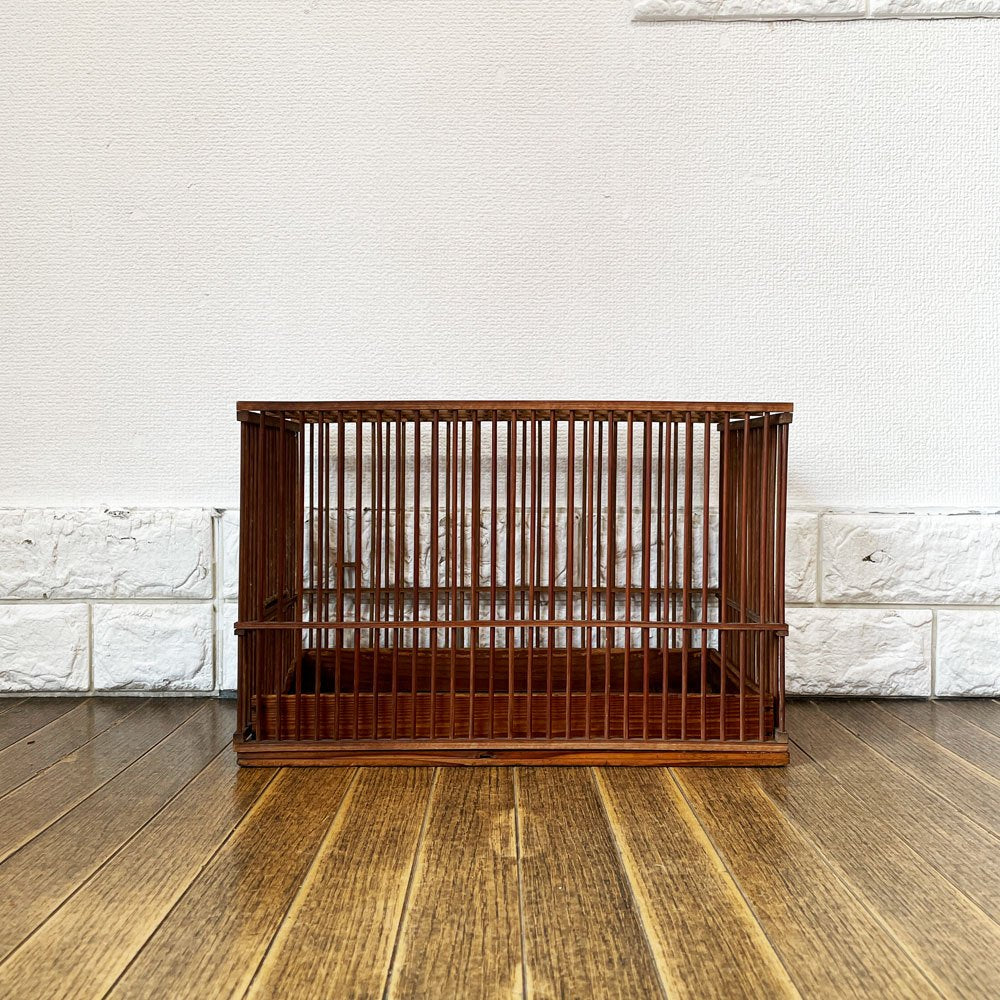 ビンテージ Vintage 鳥籠  竹籠 メジロ籠 ウグイス籠 W36 古家具 古道具 ◎