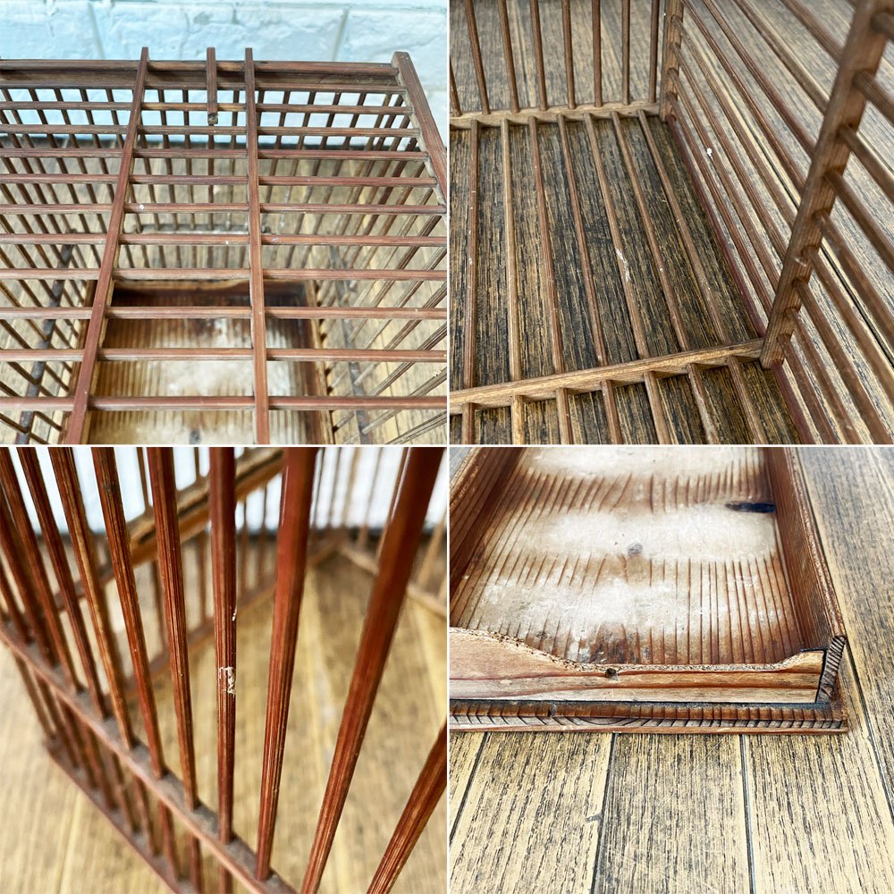 ビンテージ Vintage 鳥籠  竹籠 メジロ籠 ウグイス籠 W36 古家具 古道具 ◎