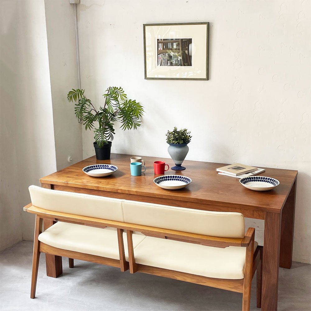 富士ファニチア FUJI FURNITURE コティ Koti 背付2人掛けベンチ W140cm ウォールナット材 レザー 北欧デザイン 参考価格￥180.400- ★