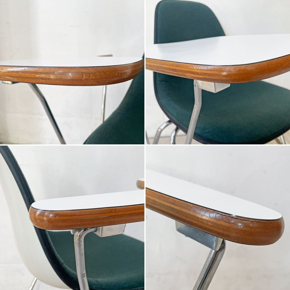 ハーマンミラー Herman Miller サイドシェルチェア セカンド 2nd ビンテージ アプホルスター スクールベース スタッキングベース 肘掛けテーブル付 イームズ ミッドセンチュリー E ★