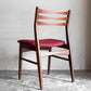 北欧ビンテージ Scandinabian Vintage チーク材 ダイニングチェア ラダーバック レッド系 ストライプ柄 北欧家具 B ■