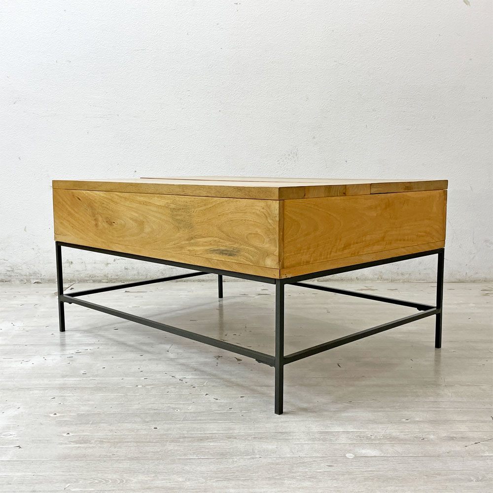 ウエストエルム West Elm コーヒーテーブル Industrial Storage Pop-Up Coffee Table マンゴーウッド インダストリアル ナチュラル ●
