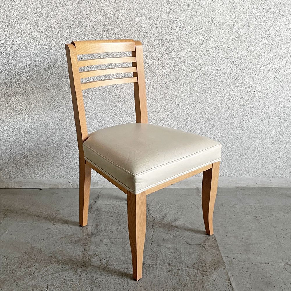 カッシーナイクスシー Cassina ixc. カジノ CASINO ダイニングチェア ビーチ材 レザーシート オフホワイト系 フィリップ・ユーレル Philippe Hurel 廃番 B 〓