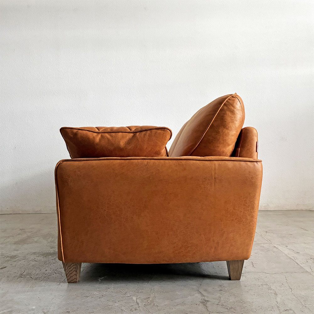 リラックスフォーム RELAX FORM コロンバス COLUMBUS Ⅱ 2人掛けソファ W164cm レザーテックス キャメル 木脚 関家具 定価￥162,800- 〓