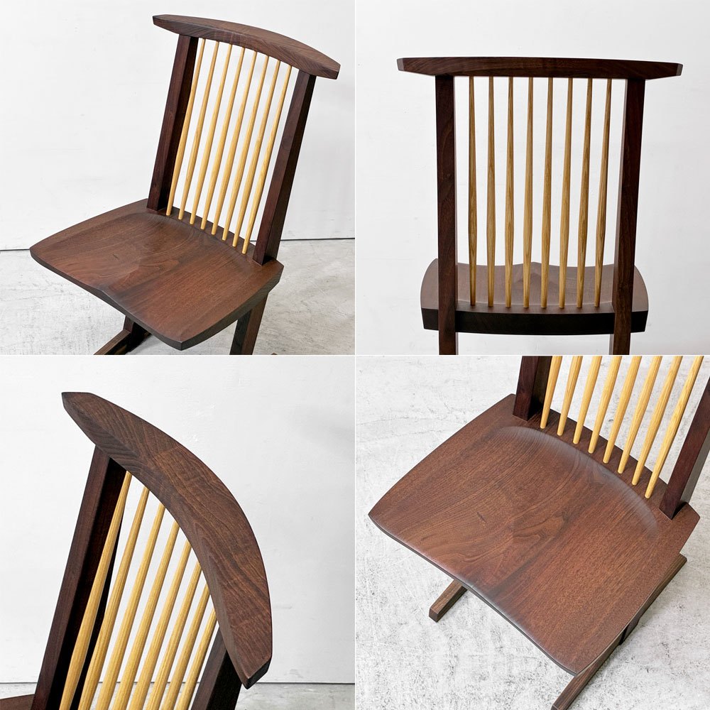 桜製作所 CN101 コノイドチェア CONOID CHAIR ダイニングチェア ウォールナット無垢材 × タモ材 ジョージ・ナカシマ George Nakashima 焼印有 ●
