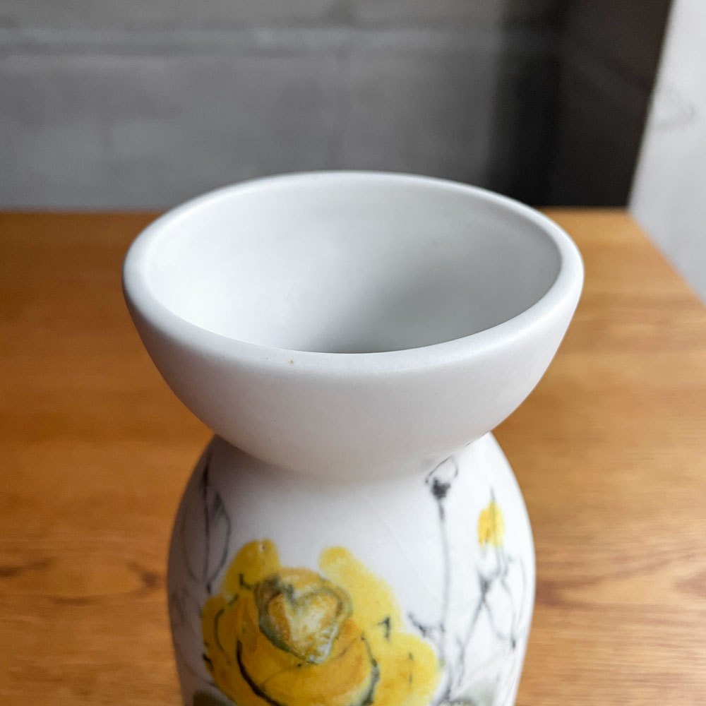 ARABIA クッカ Kukka フラワーベース イエローローズ 花瓶 Hilkka-Liisa Ahola 陶器 ビンテージ ♪