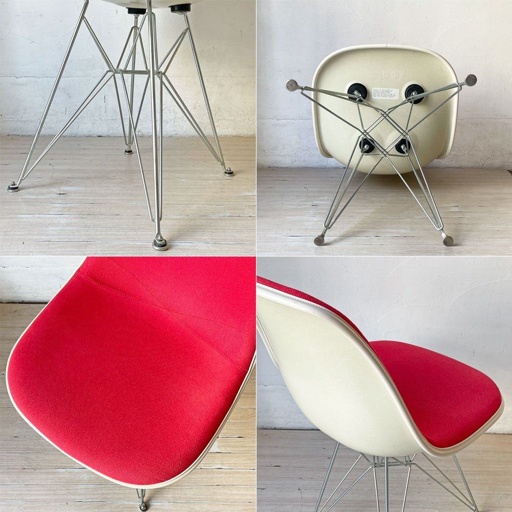 ハーマンミラー Herman Miller サイドシェルチェア Side shell chair エッフェルベース チャールズ ＆ レイ・イームズ ファブリック ダークピンクカラー ★
