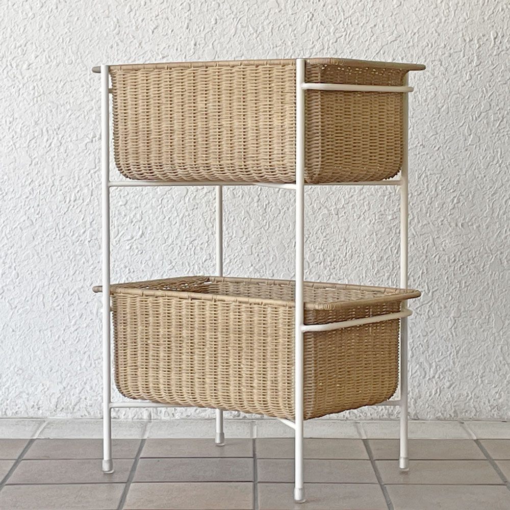 イデー IDEE ワラビー WALLABY バスケットスタンド BASKET STAND ラタン スチール ホワイト ◇