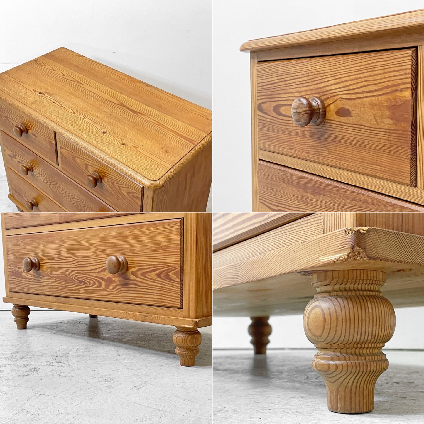 サザビー Sazaby パイン材 4ドロワーズ チェスト W90cm ナチュラルデザイン  ●