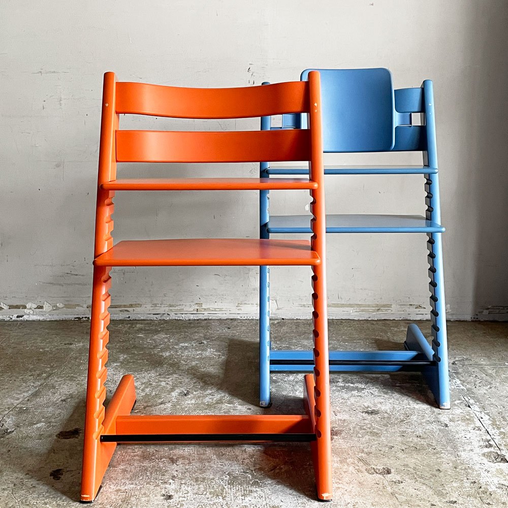 ストッケ STOKKE トリップトラップ TRIPP TRAPP ベビーチェア キッズチェア S/N3～ プラスチック背もたれ付 ブルー ノルウェー 北欧家具 ■