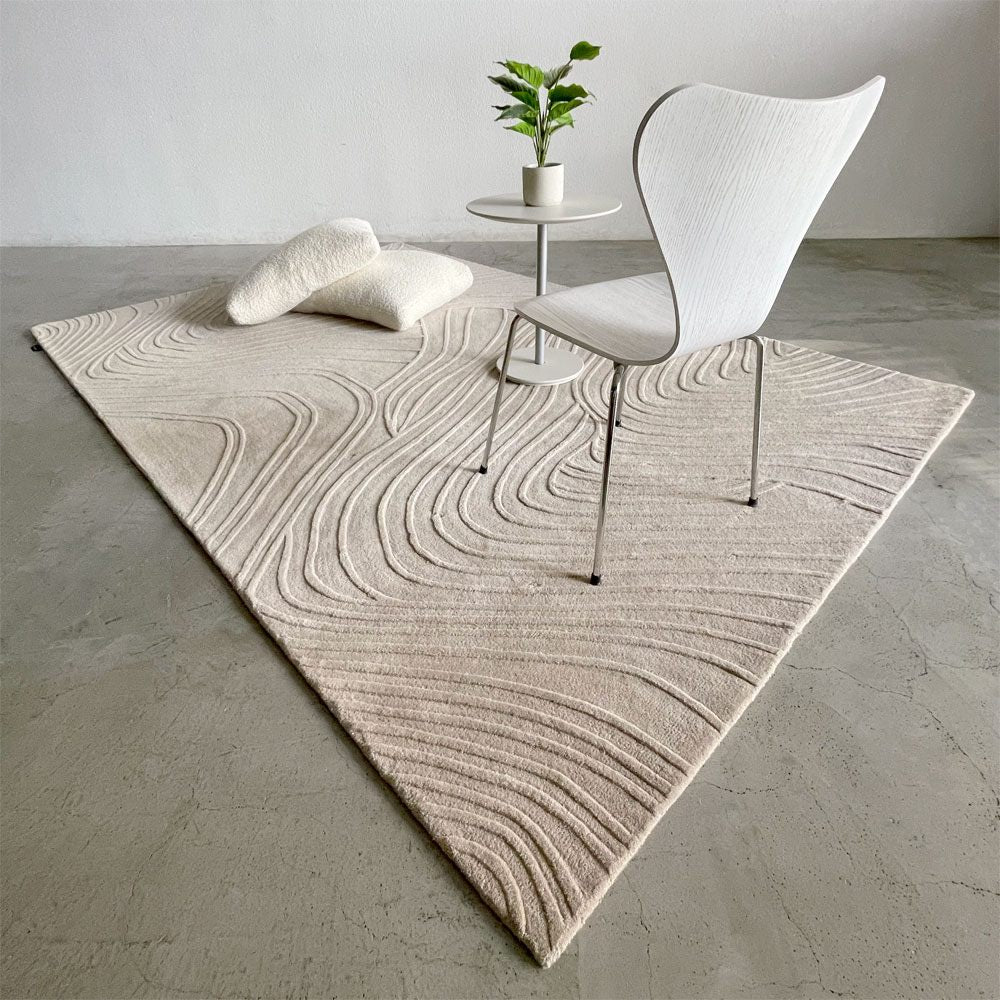 ボーコンセプト BoConcept リッジ Ridge ラグ 約200×300cm ウール100% カーペット 17.7万円 敷物 デンマーク 北欧デザイン 砂紋  和モダン 枯山水 ナチュラル 〓