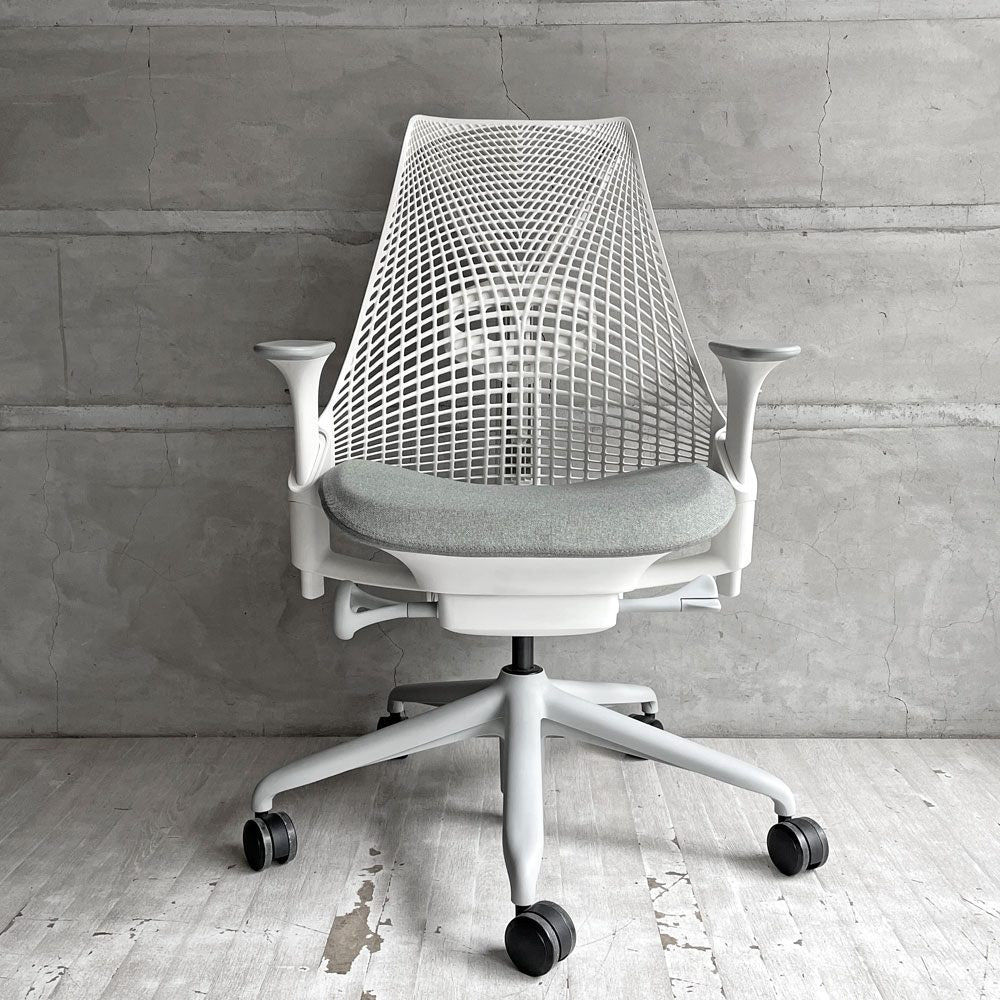 ハーマンミラー HermanMiller セイルチェア SAYL Chair デスクチェア フルアジャスタブルアーム ランバーサポート付 ホワイト イヴ・ベアール 2024年製 モダンデザイン ♪