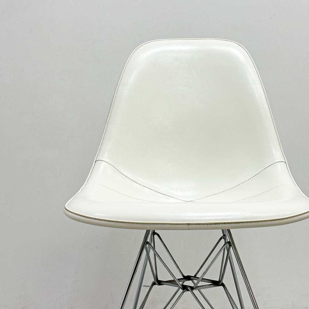 ハーマンミラー Herman Miller サイドシェルチェア サード 3rd FRP PVCレザー パーチメント ロータイプ エッフェルベース イームズ ビンテージ 現状品 ●