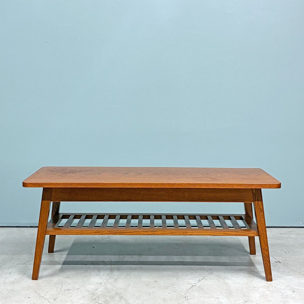 パシフィックファニチャーサービス P.F.S. ローテーブル DH TEA TABLE WITH SHELF Sサイズ W102cm ナラ材 マガジンラック付 ◎