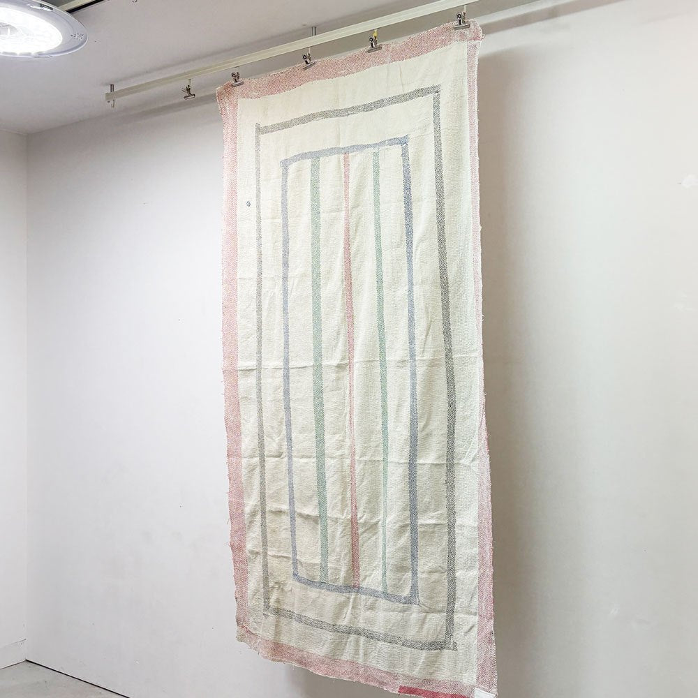 ビンテージキルト vintage 古布 インドキルト 190×110cm ハンドメイド LIGHT YEARS取扱 ●