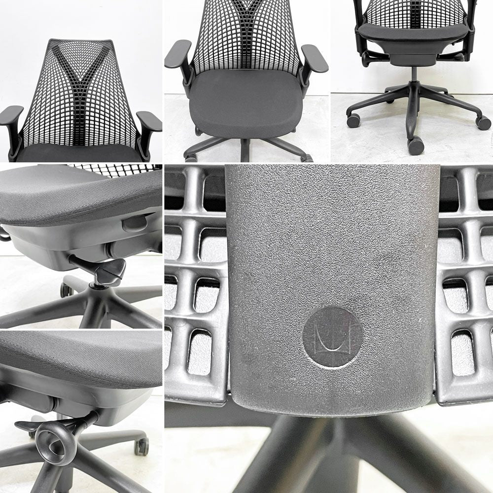 ハーマンミラー Herman Miller セイルチェア SAYL CHAIR デスクチェア オフィスチェア ミドルバック ブラック イヴ・ベアール ●