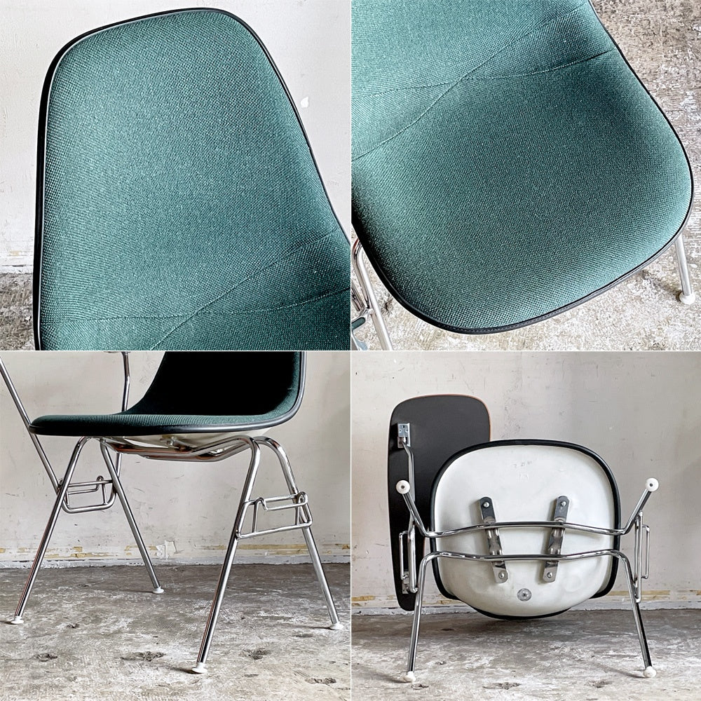 ハーマンミラー Herman Miller サイドシェルチェア セカンド 2nd ビンテージ アプホルスター スクールベース 肘掛けテーブル付 イームズ ミッドセンチュリー B ■