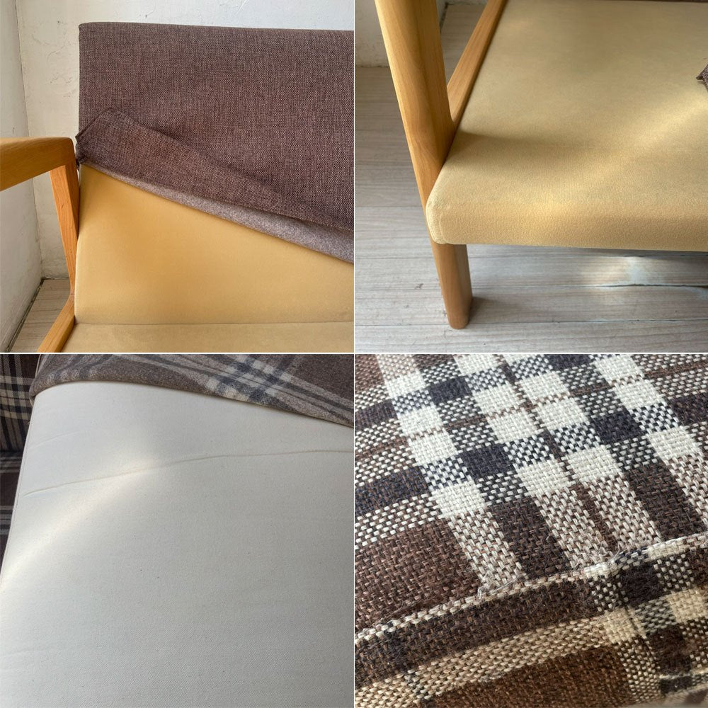 モモナチュラル MOMO Natural モス MOSS 3P ソファ 3人掛けソファ チェックファブリック フルカバーリング アルダー材 北欧スタイル 参考定価￥148,000- ★