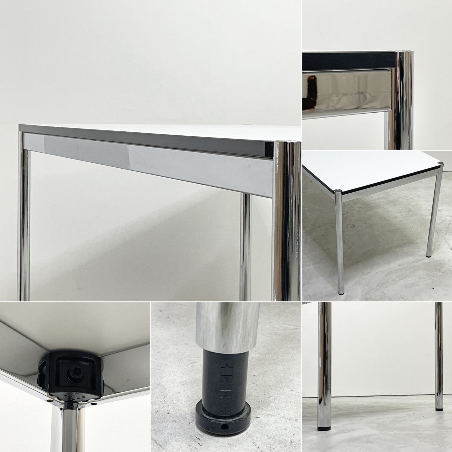 USMモジュラーファニチャー USM Haller USMハラーテーブル ワーキングデスク ダイニングテーブル W150×D75×H72cm パールグレーラミネート(ホワイト) 高さ調整機能付 ●