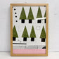 イデー IDEE a tree-lined road 秋山花 アートポスター リトグラフ W28×H38.5cm 額装品 11/200 パリ版画工房idem製作 ●