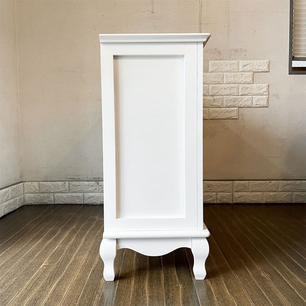フレンチアンティークスタイル French Antique Style ホワイトペイント チェスト 4段6ドロワー W110cm シャビーシック ロココ調 ◎