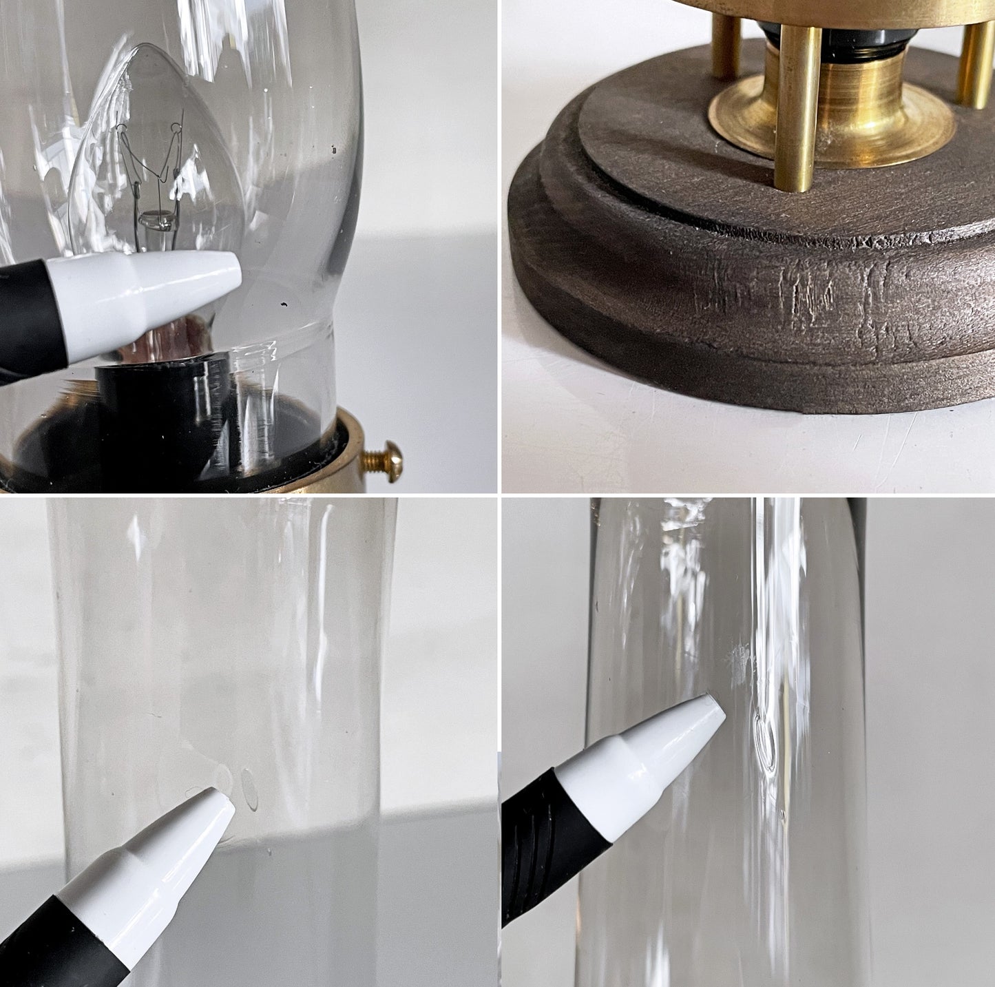 vickey'72 ワイヤードランタン wired lantern 02 テーブルランプ ランタン 照明 ビンテージガラスホヤ 真鍮 木材 H24.5cm 中嶋和也 現代作家 ■