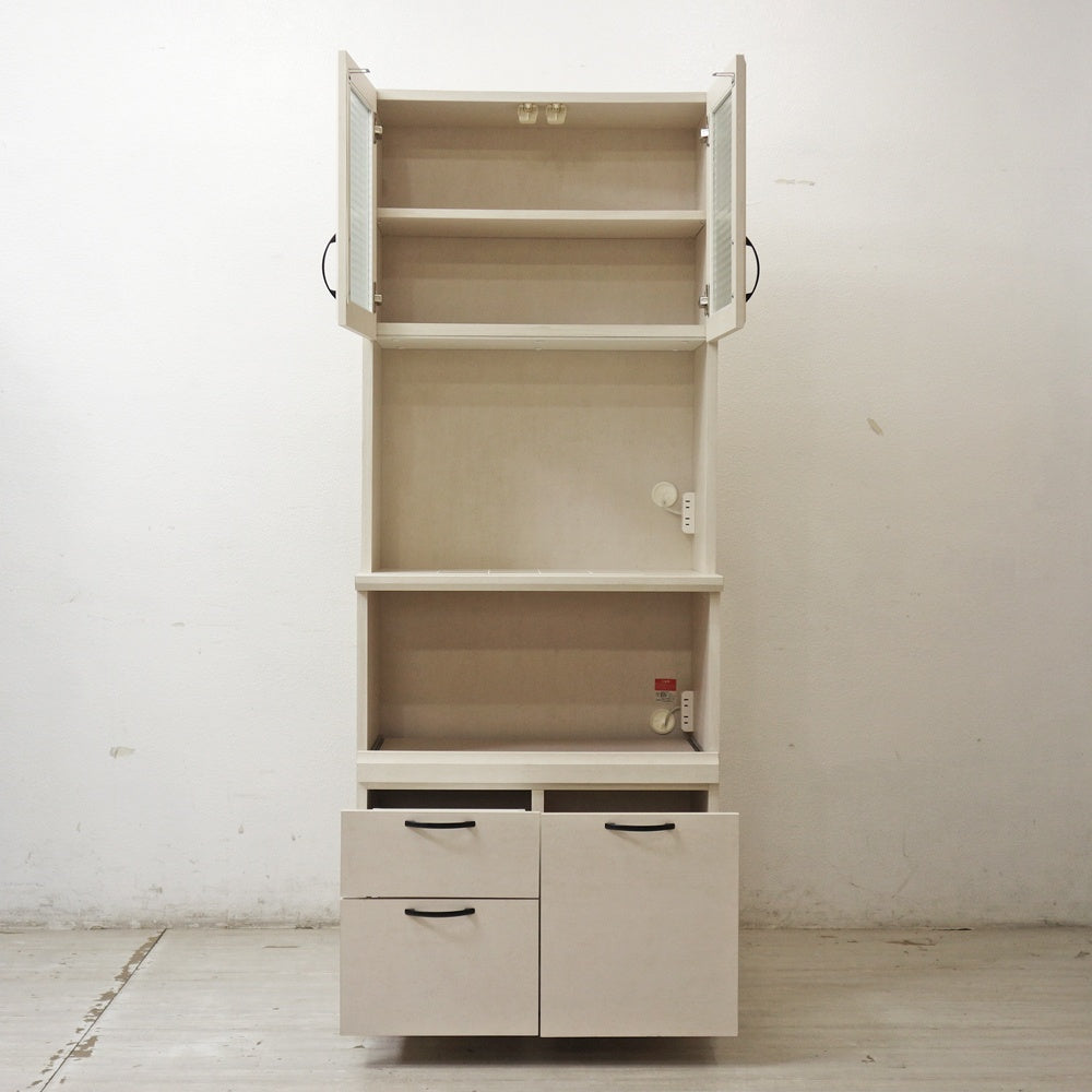 ビーカンパニー B-COMPANY コチーナ Cocina 700 カップボード 食器棚 チェッカーガラス ナチュラルテイスト ●