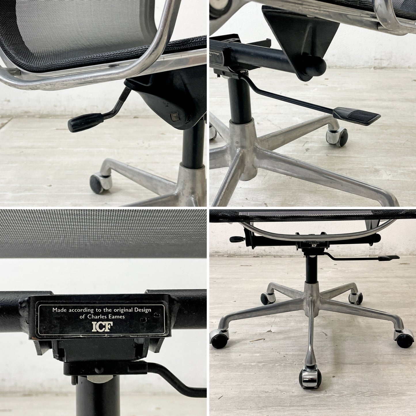 アイシーエフ ICF アルミナムグループ マネジメントチェア ハイバック メッシュシート キャスターベース イタリア イームズ C&R Eames ●