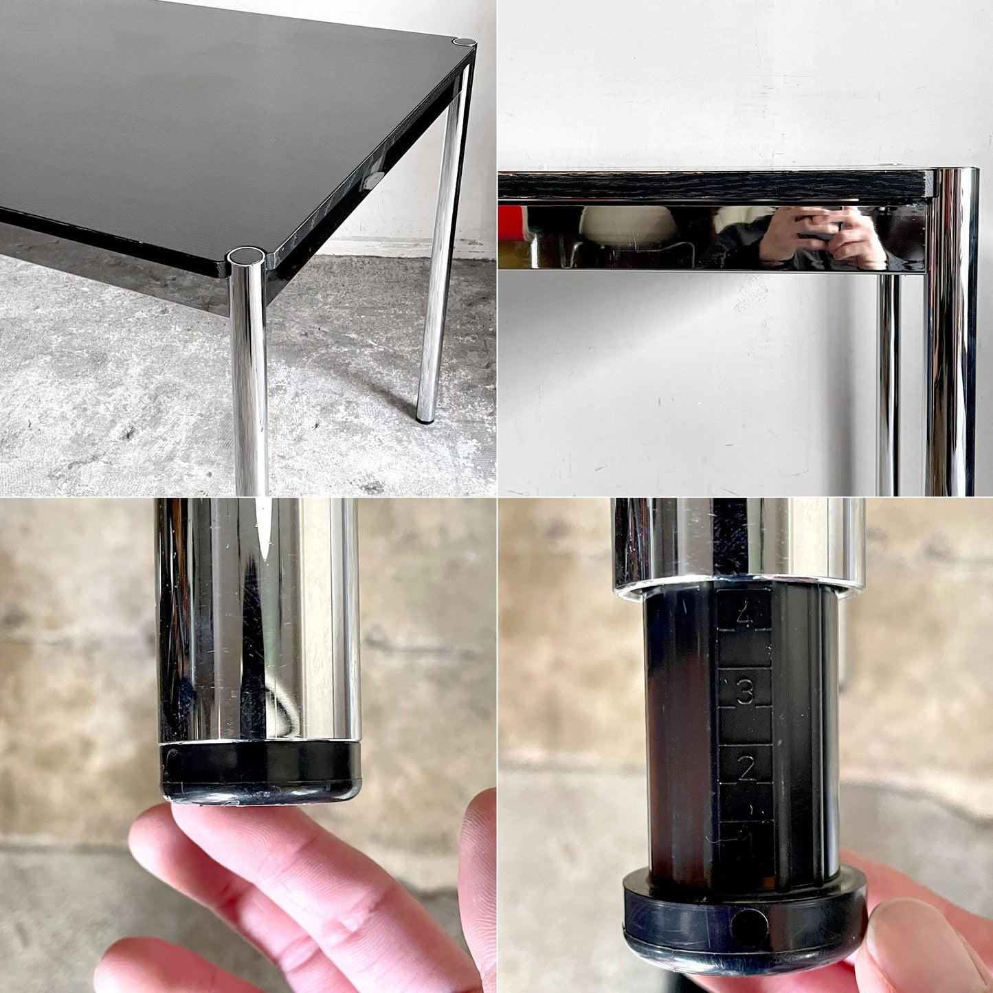 ユーエスエムハラー USMハラー USM Haller モジュラーファニチャー ハラーテーブル ワークデスク W125cm オーク材 ブラック アジャスター 高さ調整機能付き スイス ■