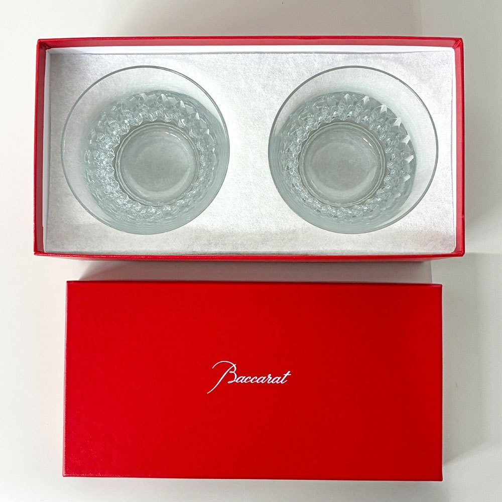 バカラ Baccarat ティアラ TIARA 2021年 イヤータンブラー ロックグラス ペア 2脚セット クリスタル 箱付 未使用品 ◎